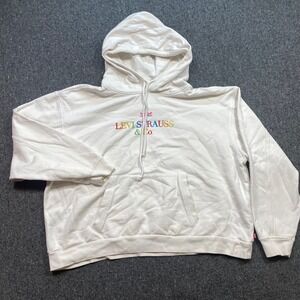 Levi Hoodie Sz XL Mens White Streetwear Rainbow Embroidered Logo Pullover TShirt